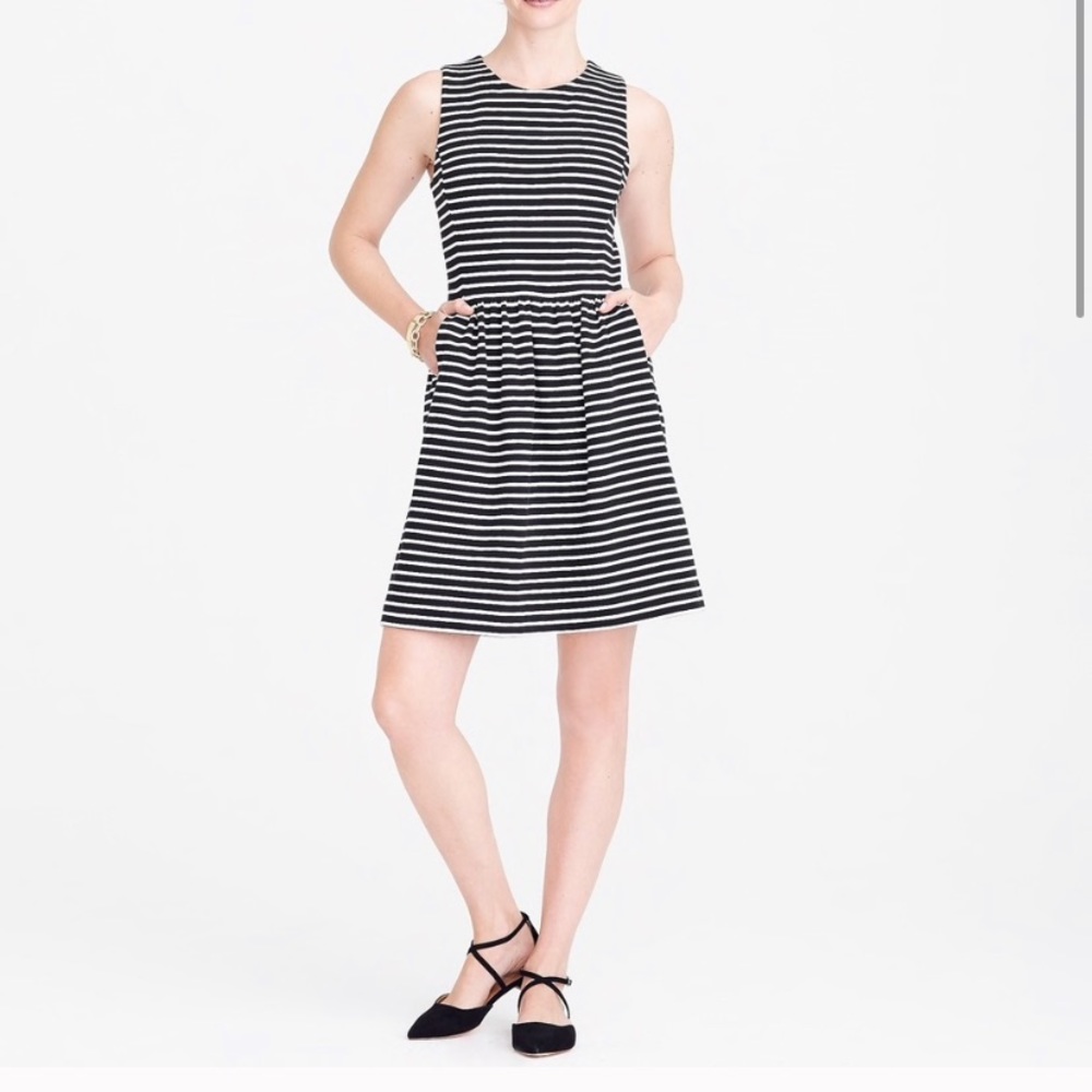 JCrew Striped Pleated Ponte Dress Zip Back XXS - Picture 2 of 4